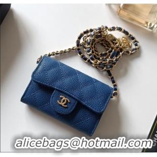 Buy Discount Chanel Chain Belt with Pouch in Grainy Leather 2015025 Blue 2025