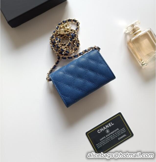 Buy Discount Chanel Chain Belt with Pouch in Grainy Leather 2015025 Blue 2025