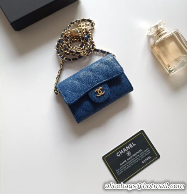 Buy Discount Chanel Chain Belt with Pouch in Grainy Leather 2015025 Blue 2025