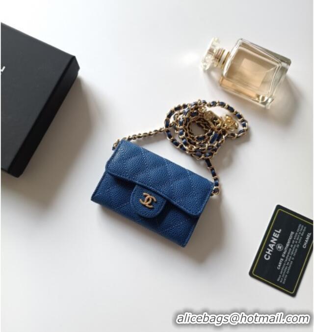 Buy Discount Chanel Chain Belt with Pouch in Grainy Leather 2015025 Blue 2025