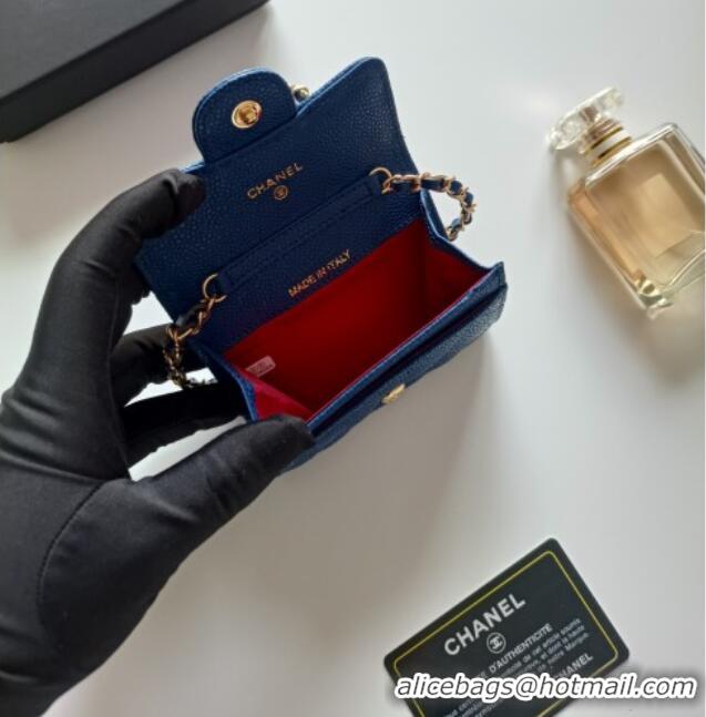 Buy Discount Chanel Chain Belt with Pouch in Grainy Leather 2015025 Blue 2025