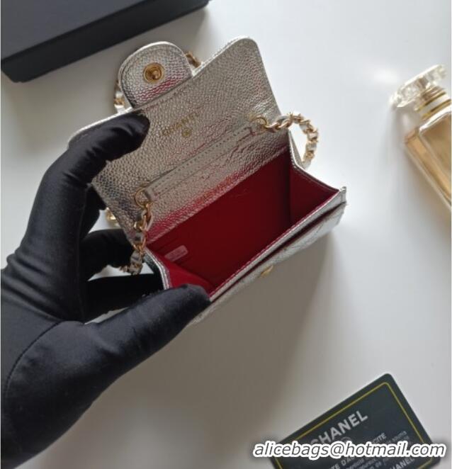 Grade Quality Chanel Chain Belt with Pouch in Grainy Leather 2015025 Silver 2025