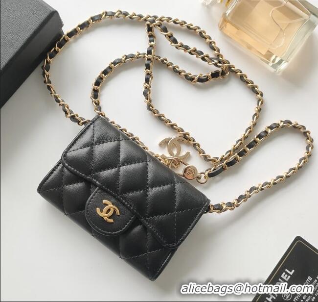 Low Cost Chanel Chain Belt with Pouch in Smooth Leather 2015025 Black/Gold 2025