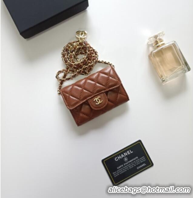 Best Price Chanel Chain Belt with Pouch in Smooth Leather 2015025 Brown/Gold 2025