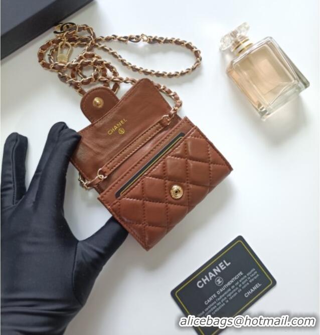 Best Price Chanel Chain Belt with Pouch in Smooth Leather 2015025 Brown/Gold 2025