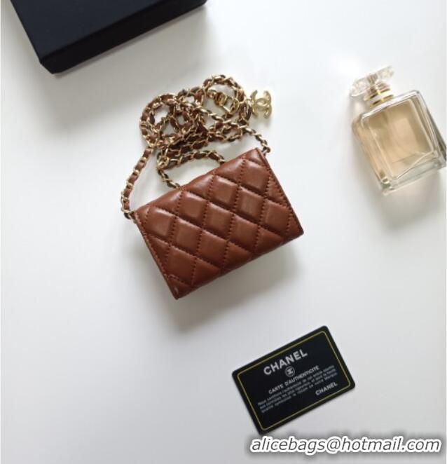 Best Price Chanel Chain Belt with Pouch in Smooth Leather 2015025 Brown/Gold 2025