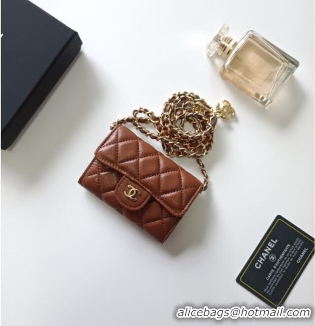 Best Price Chanel Chain Belt with Pouch in Smooth Leather 2015025 Brown/Gold 2025