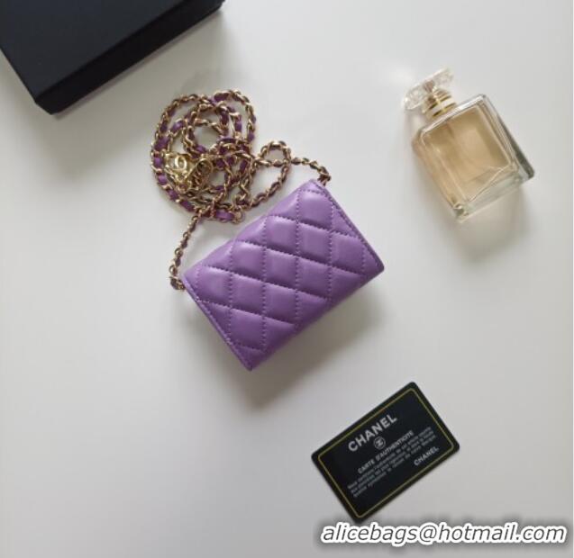 Inexpensive Chanel Chain Belt with Pouch in Smooth Leather 2015025 Purple/Gold 2025