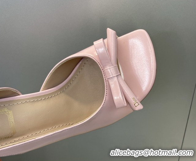 Pretty Style Dior Bow Patent Leather Heeled Sandals 7.5cm Light Pink DR121702 1217034