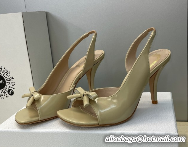 Perfect Dior Bow Patent Leather Heeled Sandals 7.5cm Beige DR121702 1217036