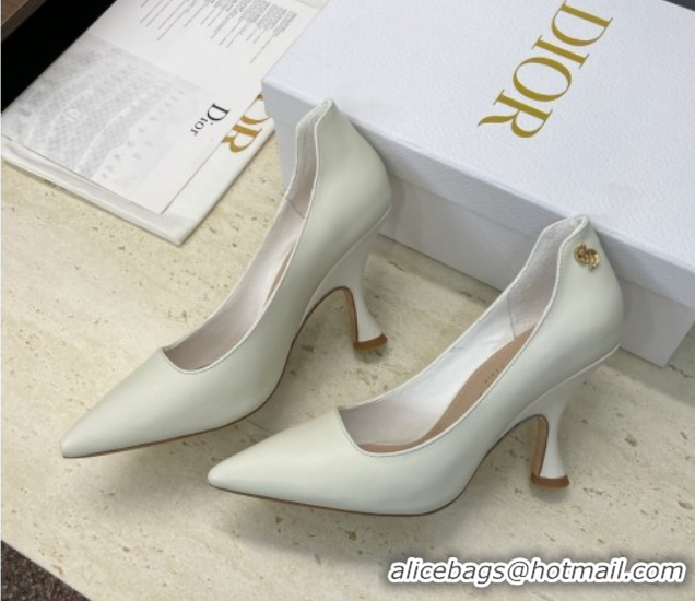 Most Popular Dior D-Time Pumps 8cm in Calfskin Leather White 2025 DR121703 1217039