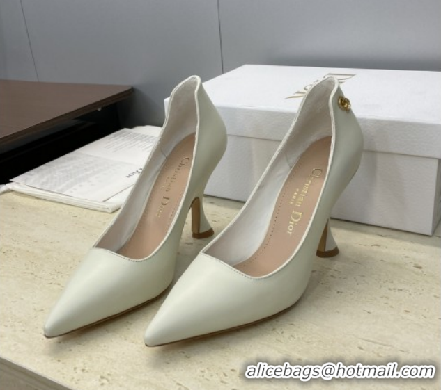 Most Popular Dior D-Time Pumps 8cm in Calfskin Leather White 2025 DR121703 1217039