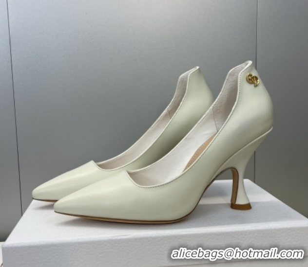 Most Popular Dior D-Time Pumps 8cm in Calfskin Leather White 2025 DR121703 1217039