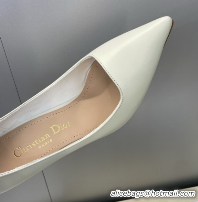 Most Popular Dior D-Time Pumps 8cm in Calfskin Leather White 2025 DR121703 1217039