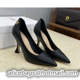 Grade Quality Dior D-Time Pumps 8cm in Calfskin Leather Black DR121703 1217040