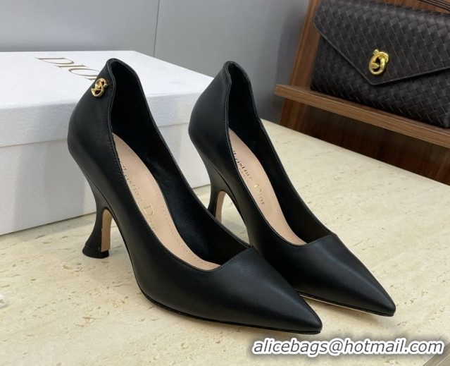 Grade Quality Dior D-Time Pumps 8cm in Calfskin Leather Black DR121703 1217040