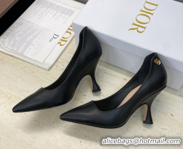 Grade Quality Dior D-Time Pumps 8cm in Calfskin Leather Black DR121703 1217040