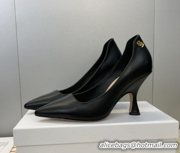 Grade Quality Dior D-Time Pumps 8cm in Calfskin Leather Black DR121703 1217040