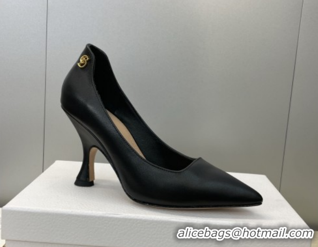 Grade Quality Dior D-Time Pumps 8cm in Calfskin Leather Black DR121703 1217040