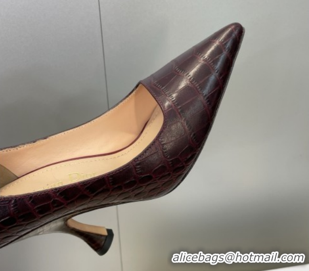 Luxury Dior D-Time Pumps 8cm in Embossed Leather Dark Brown DR121703 1217041