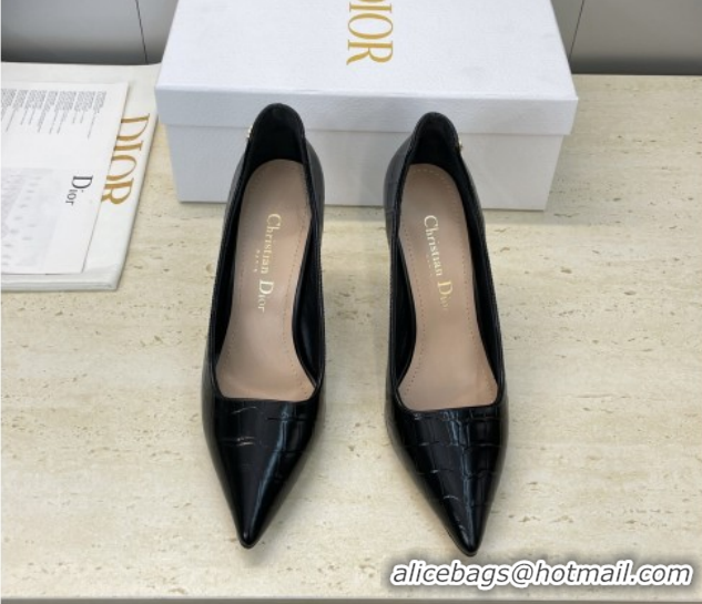 Shop Cheap Dior D-Time Pumps 8cm in Embossed Leather Black 2025 DR121703 1217042