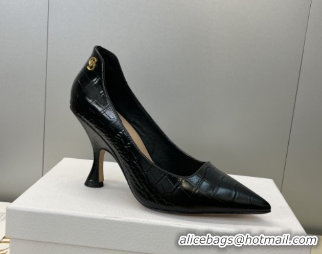 Shop Cheap Dior D-Time Pumps 8cm in Embossed Leather Black 2025 DR121703 1217042