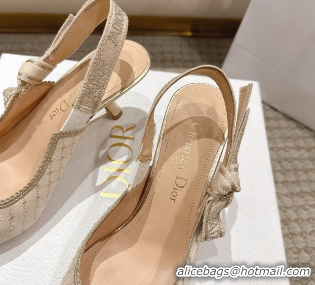 Grade Quality Dior J'Adior Slingbacks Pump 6.5cm in Strass Microcannage Cotton Beige 1217047