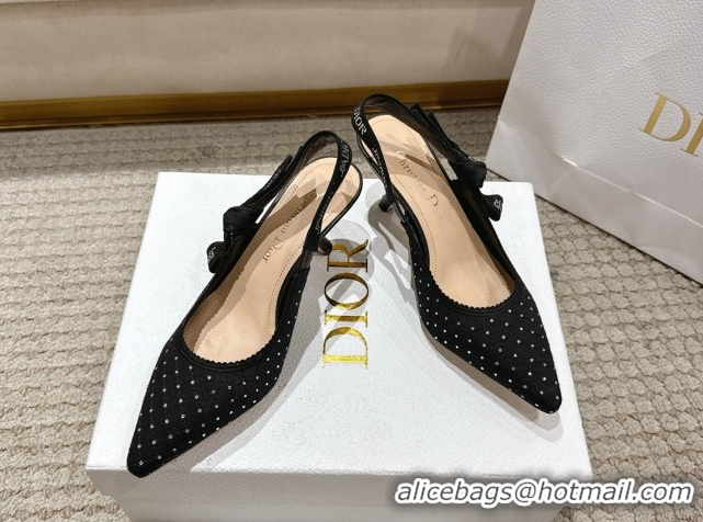 Luxurious Dior J'Adior Slingbacks Pump 6.5cm in Strass Microcannage Cotton Black 1217048