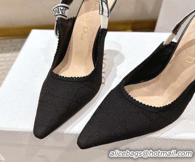 Best Grade Dior J'Adior Slingbacks Pumps 9.5cm in Black Technical Fabric with Cannage Motif 1217053