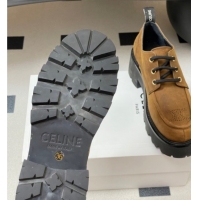 Purchase Celine Triomphe Platform Derbies laced-up Shoes 6cm in Suede Brown 2025 CE102405 1024062