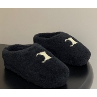 Stylish Celine Wool Platform Mules Black 2025 CE102406 1024063