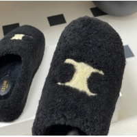 Stylish Celine Wool Platform Mules Black 2025 CE102406 1024063