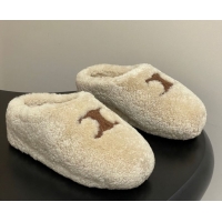 Best Price Celine Wool Platform Mules Light Beige 2025 CE102406 1024064
