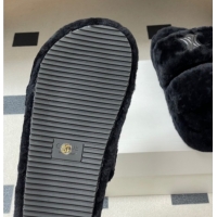 Sumptuous Celine Triomphe Wool Platform Slides Sandal Black 2025 CE102407 1024073