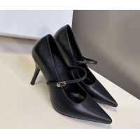 Durable Celine Judy Strappy Mary Janes Pumps 8.5cm in Calfskin Leather Black 1024078