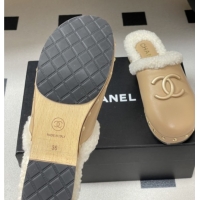 Buy Discount Chanel Calfskin Mules with Shearling CH102004 Beige 2025