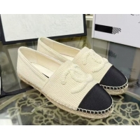 Most Popular Chanel Corduroy & Grosgrain Flat Espadrilles White G46515 