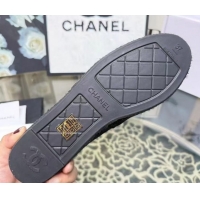 Trendy Design Chanel Corduroy & Grosgrain Flat Espadrilles Black 2025 G46515