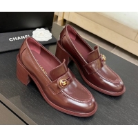 Perfect Chanel Shiny Calfskin Pumps 7cm with Button Strap Burgundy 2025 G46795