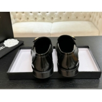 Grade Chanel Shiny Calfskin Loafers with Button Strap Black 2025 G46796 1031092