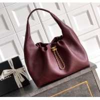 Traditional Specials Chanel Calfskin Leather Large Hobo Handbag AS5967 Dark Burgundy 2025