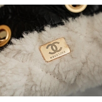 Super Quality Chanel Quilted Calfskin 25 Medium Handbag with Shearling AS5311 Black/White 2025