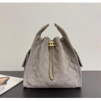 Top Quality Chanel 25 Suede Medium Hobo Handbag AS5311 Grey 2025