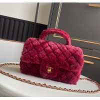 Market Sells Chanel Rabbit Fur Mini Classic Handbag With Top Handle AS2431 Red 2025