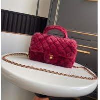 Market Sells Chanel Rabbit Fur Mini Classic Handbag With Top Handle AS2431 Red 2025