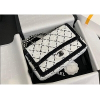 New Release Creation Chanel Sequins Large Flap Bag AS4063 Black/White 2025