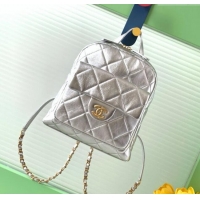 Top Design Chanel Calfskin Leather Backpack Bag AS5793 Silver 2025