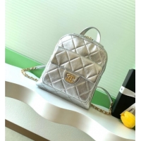 Top Design Chanel Calfskin Leather Backpack Bag AS5793 Silver 2025