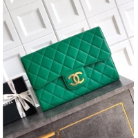Traditional Specials Chanel Calfskin Leather Large Clutch AP4944 Green 2025