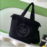 Luxury Cheap Chanel Coco Beach Bag A7567 Black 2025